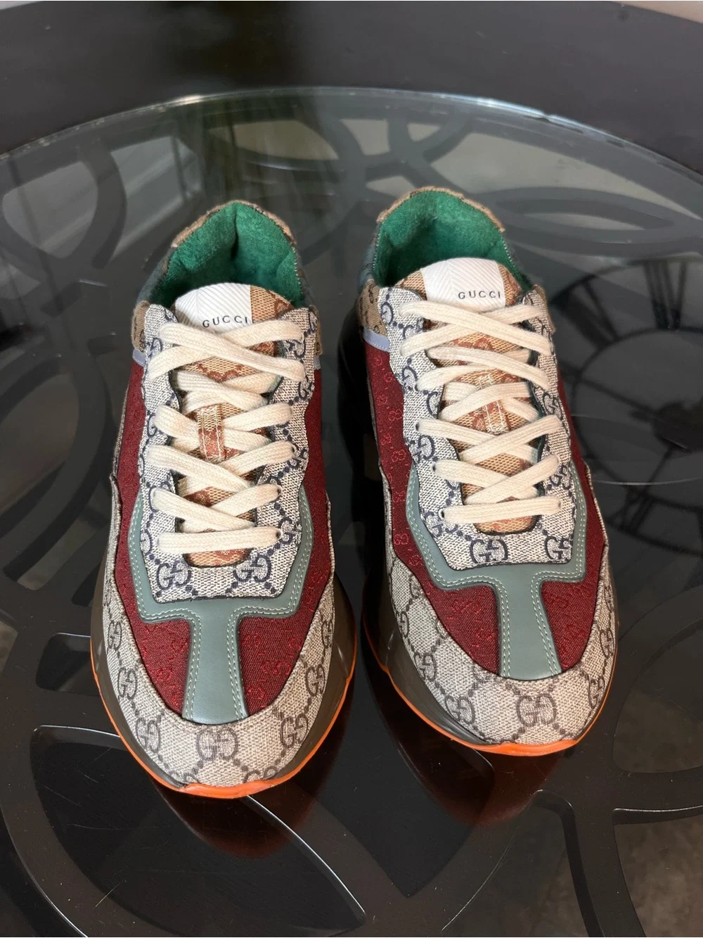 Gucci Rhyton 'Beige Brick Red Monogram GG Men's Sz 8